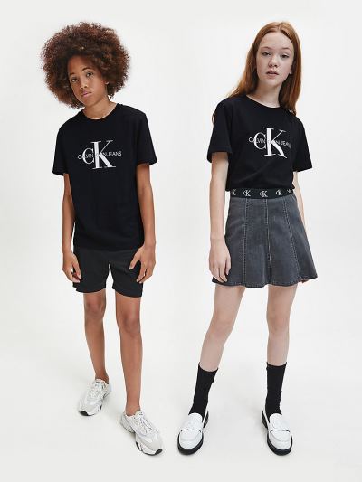 Calvin Klein Ruhák HU046079 | Calvin Klein Organic Cotton Logo Fiu Póló Fekete